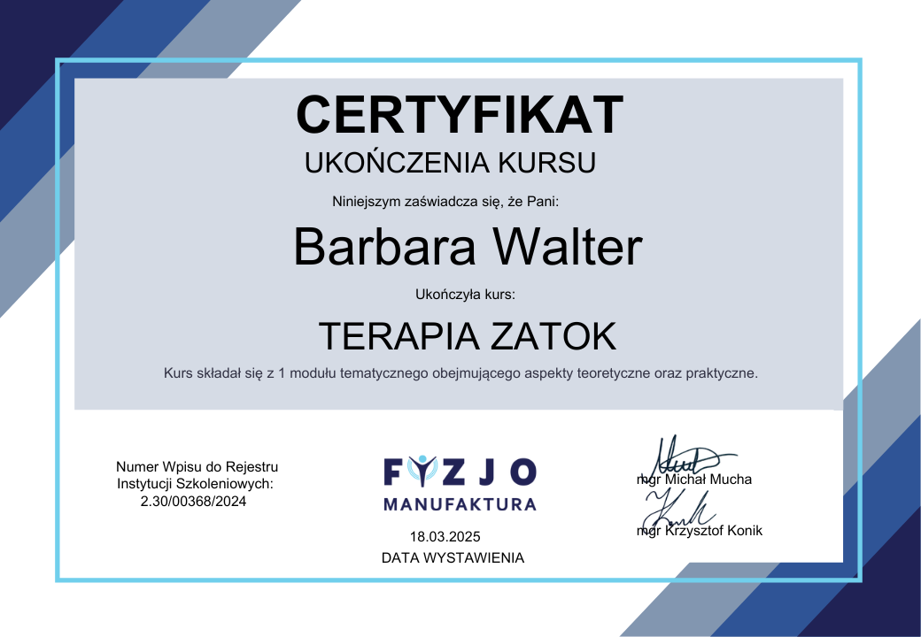 Certyfikat terapii sinusowej