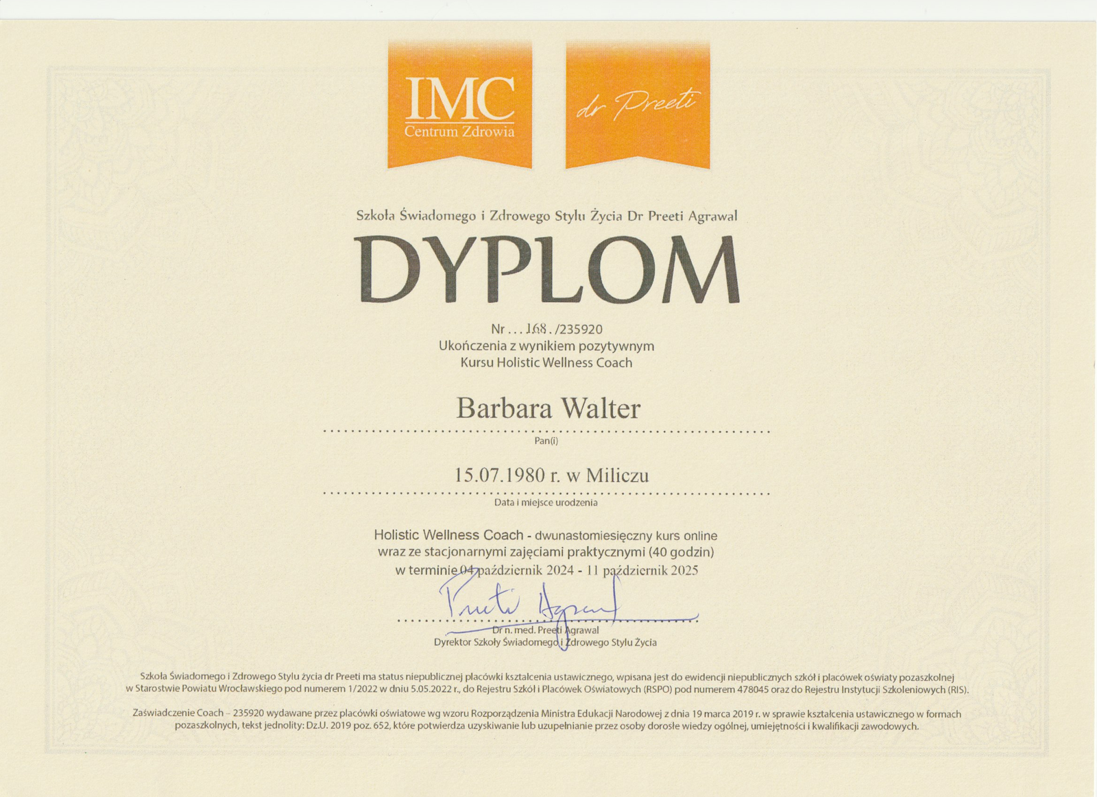 Dyplom Holistycznego Coacha